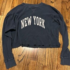 Brandy Melville John galt New York long sleeve waffle shirt sweater navy